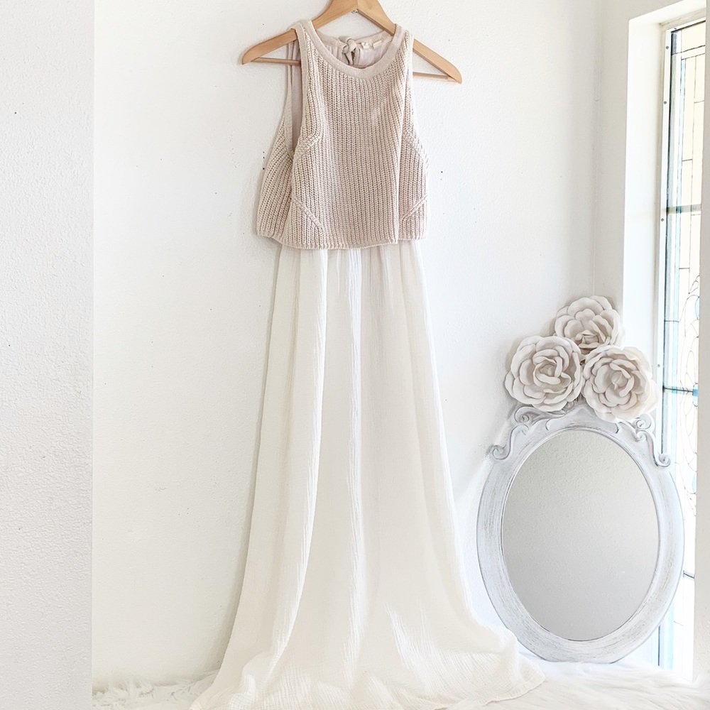 Anthropologie MOTH Layered Sandstone Maxi Dress XS